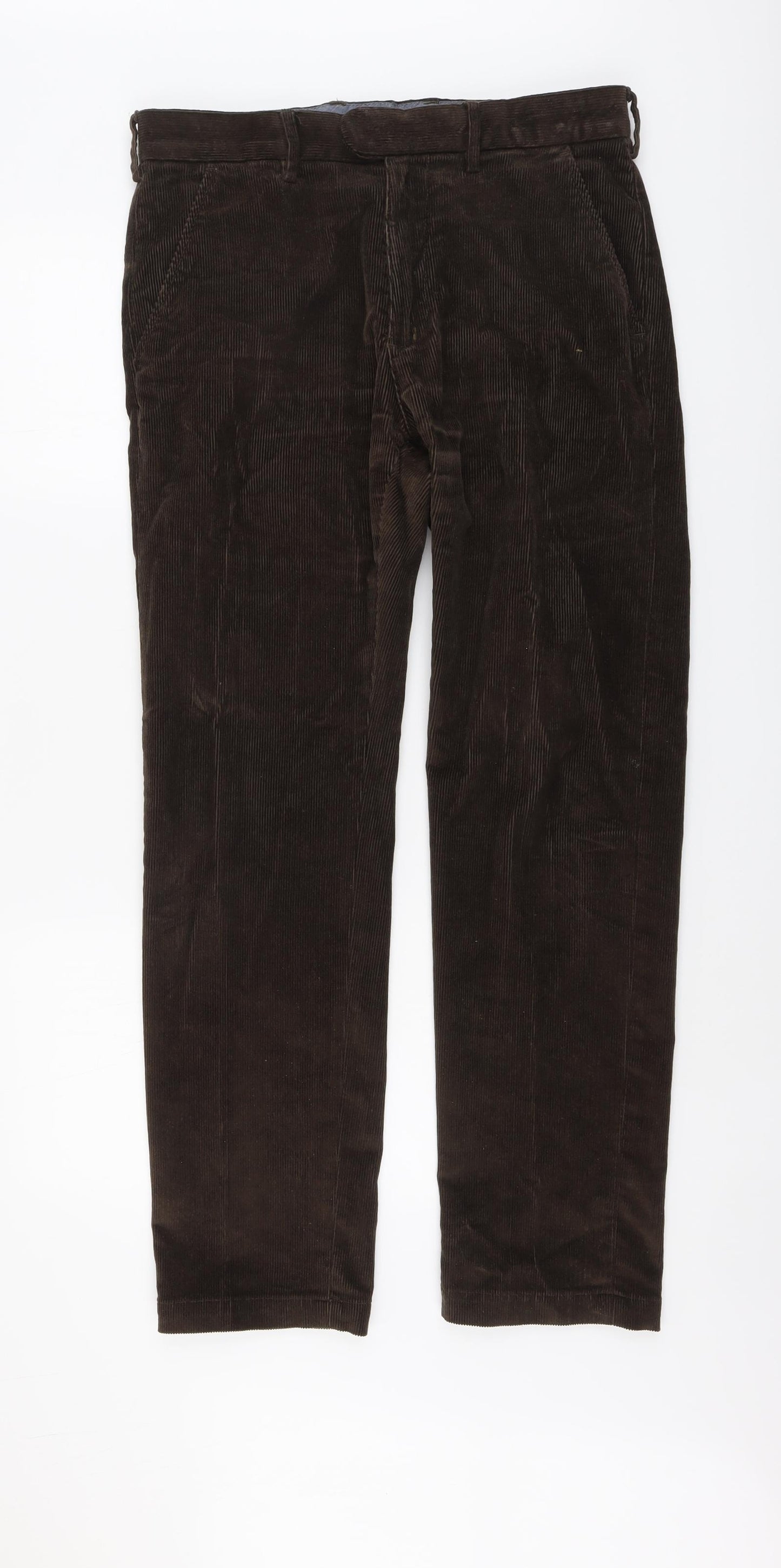 Marks and Spencer Mens Brown Cotton Trousers Size 32 in L31 in Regular ...