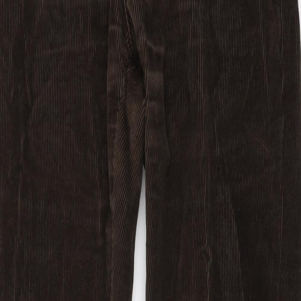Marks and Spencer Mens Brown Cotton Trousers Size 32 in L31 in Regular Button