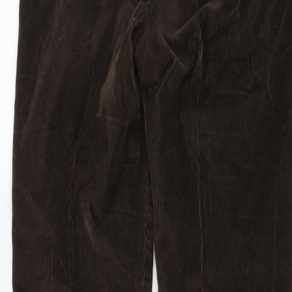 Marks and Spencer Mens Brown Cotton Trousers Size 32 in L31 in Regular Button