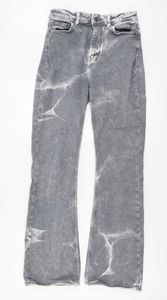 Motel Womens Grey Cotton Straight Jeans Size S L30 in Regular Button - Acid Wash