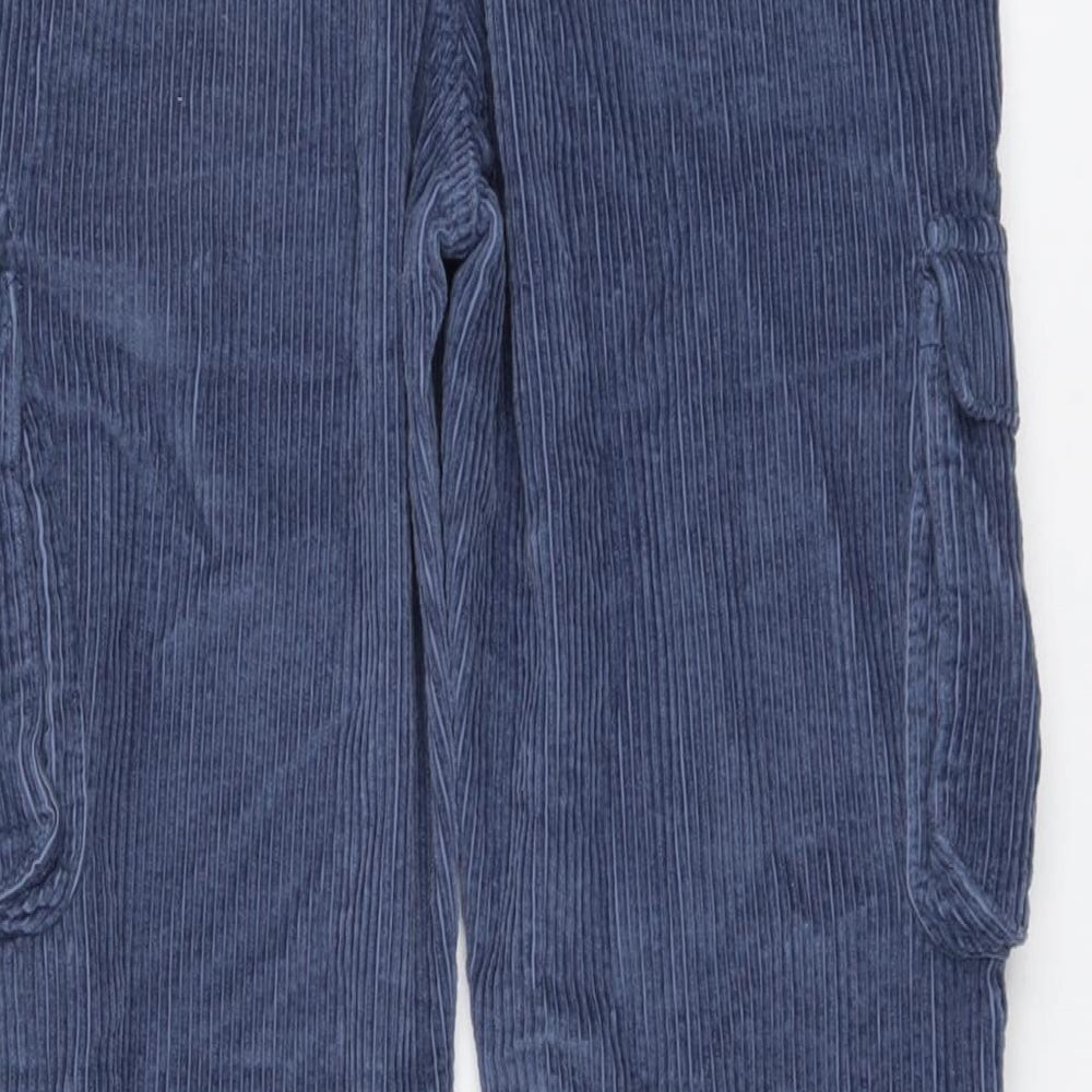 Marks and Spencer Boys Blue Cotton Cargo Trousers Size 12-13 Years Regular Drawstring