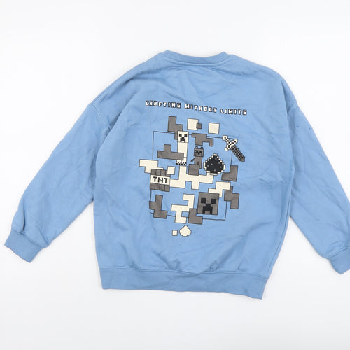 Marks and Spencer Boys Blue Cotton Pullover Sweatshirt Size 9-10 Years Pullover - Minecraft