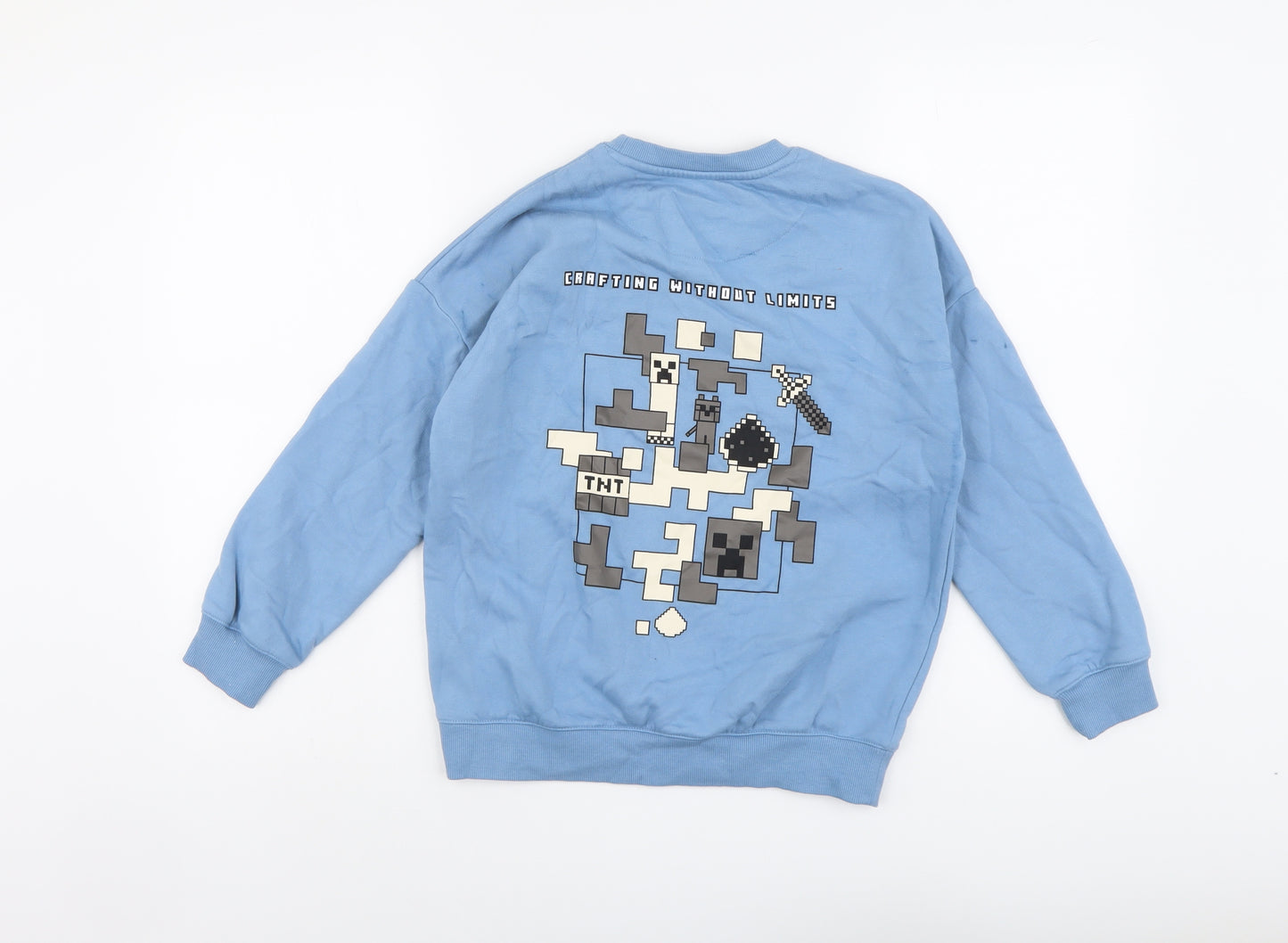Marks and Spencer Boys Blue Cotton Pullover Sweatshirt Size 9-10 Years Pullover - Minecraft