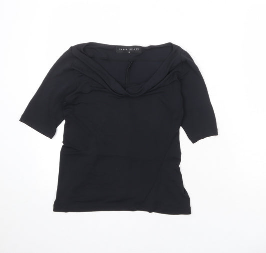 Karen Millen Womens Black Polyester Basic Blouse Size 10 Round Neck