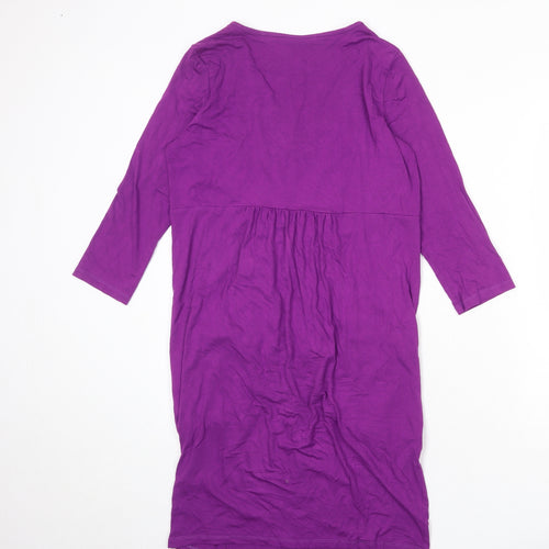 Marks and Spencer Womens Purple Viscose A-Line Size 14 V-Neck Pullover