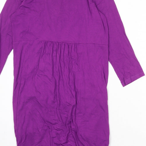 Marks and Spencer Womens Purple Viscose A-Line Size 14 V-Neck Pullover