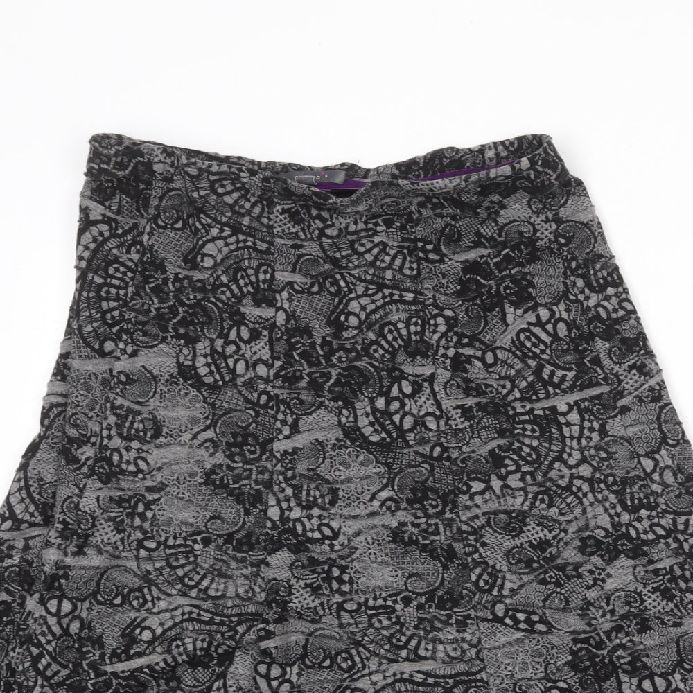 Per Una Womens Grey Geometric Polyester Swing Skirt Size 8