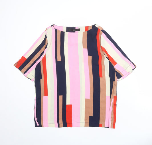 VERO MODA Womens Multicoloured Colourblock Polyester Basic Blouse Size L Round Neck