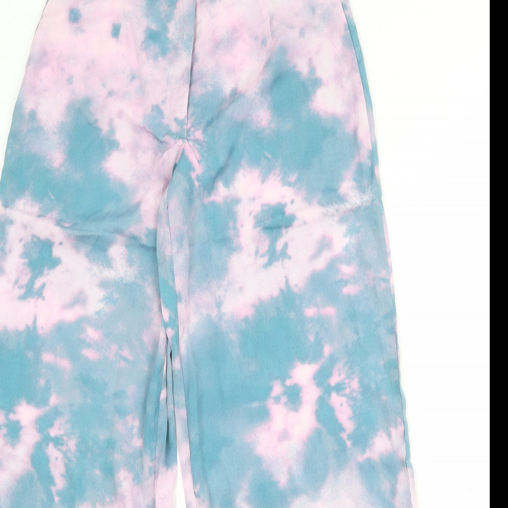 Nasty Gal Womens Pink Geometric Polyester Trousers Size 4XL Regular Zip - Tie Dye Pattern