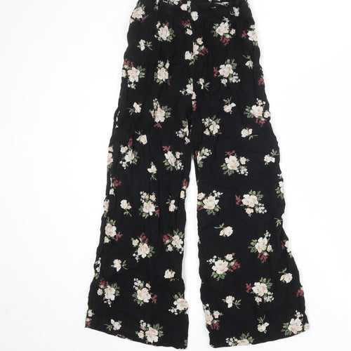 Hollister Womens Black Floral Viscose Trousers Size S Regular
