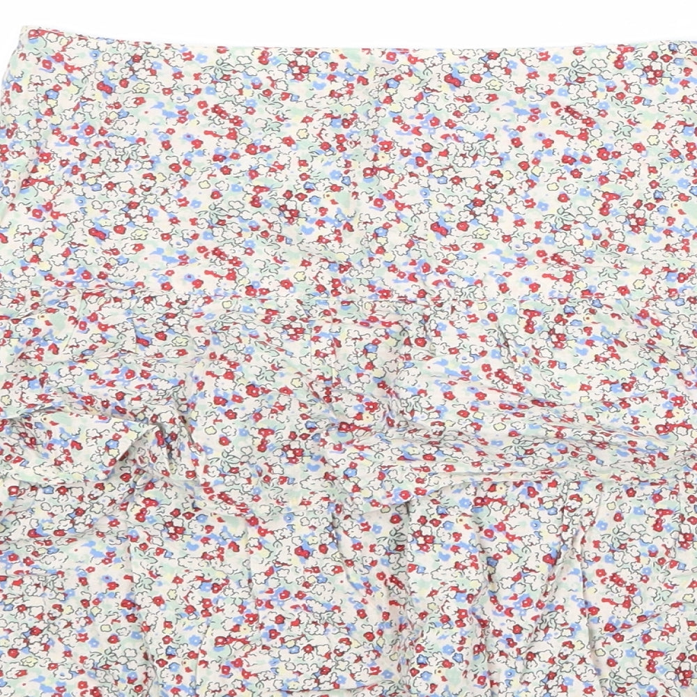 Oasis Womens Multicoloured Floral Cotton Skater Skirt Size 10 Zip