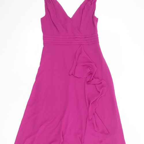 Debenhams Womens Purple Polyester Ball Gown Size 10 V-Neck Zip