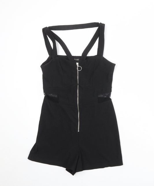 River Island Womens Black Polyester Playsuit One-Piece Size 12 Zip