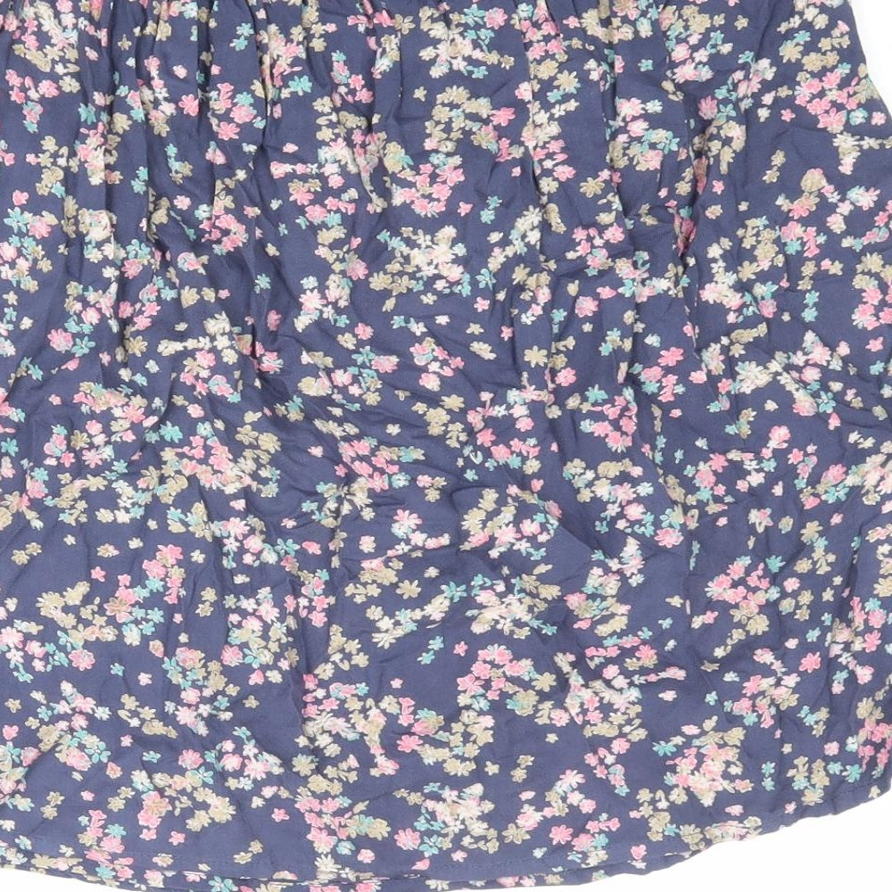 Marks and Spencer Womens Blue Floral Viscose A-Line Skirt Size 10