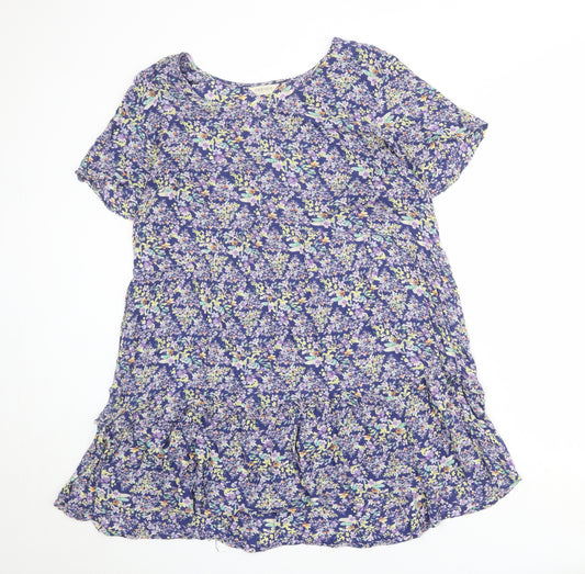 Indigo Womens Multicoloured Geometric Viscose T-Shirt Dress Size 18 V-Neck Pullover