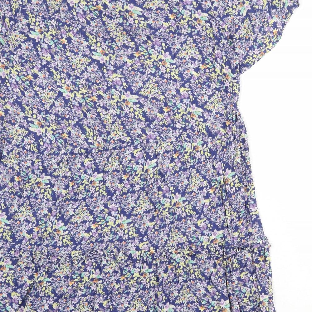 Indigo Womens Multicoloured Geometric Viscose T-Shirt Dress Size 18 V-Neck Pullover