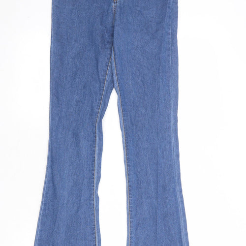 Don't Think Twice Womens Blue Cotton Flared Jeans Size 8 Regular Zip