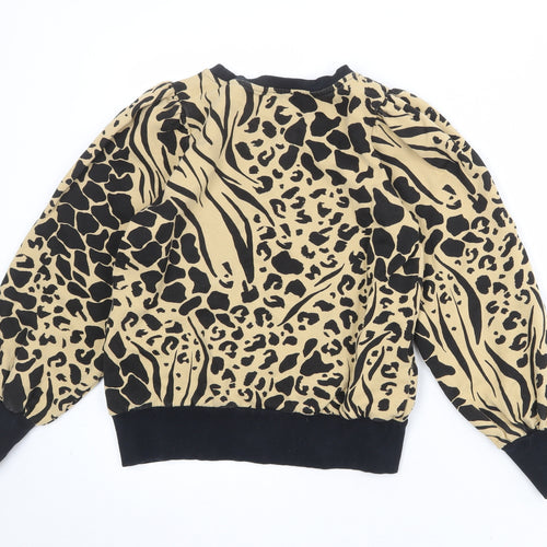 River Island Womens Beige Animal Print Cotton Pullover Sweatshirt Size M Pullover - Leopard Tiger Print