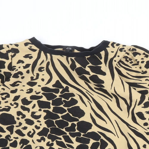 River Island Womens Beige Animal Print Cotton Pullover Sweatshirt Size M Pullover - Leopard Tiger Print