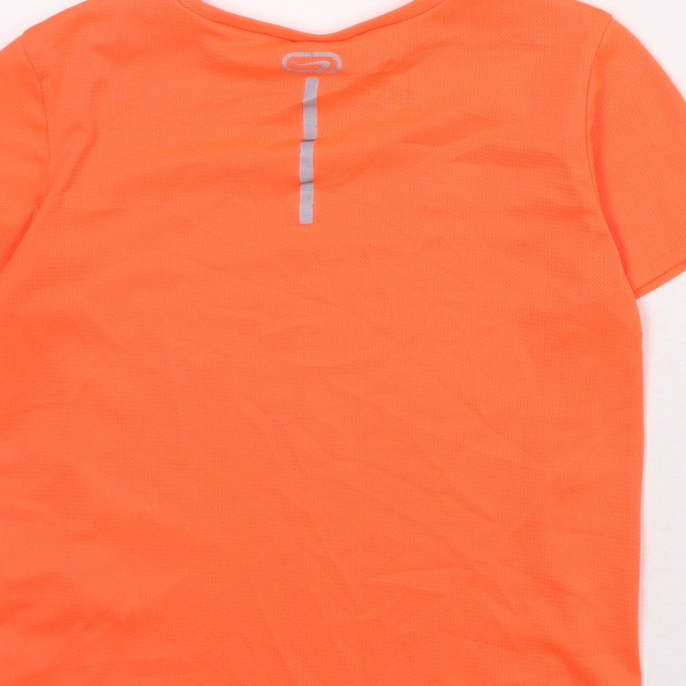 DECATHLON Boys Orange Polyester Basic T-Shirt Size 12 Years Round Neck Pullover