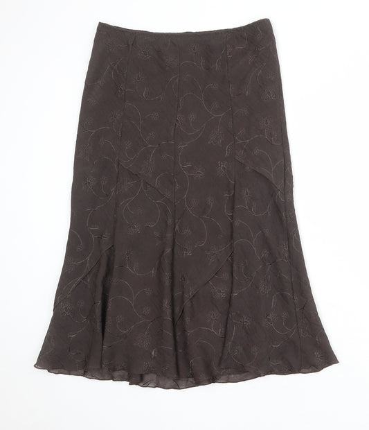 Marks and Spencer Womens Grey Geometric Polyester Swing Skirt Size 12