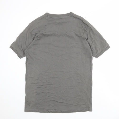 Mogul Mens Grey Cotton T-Shirt Size S Round Neck