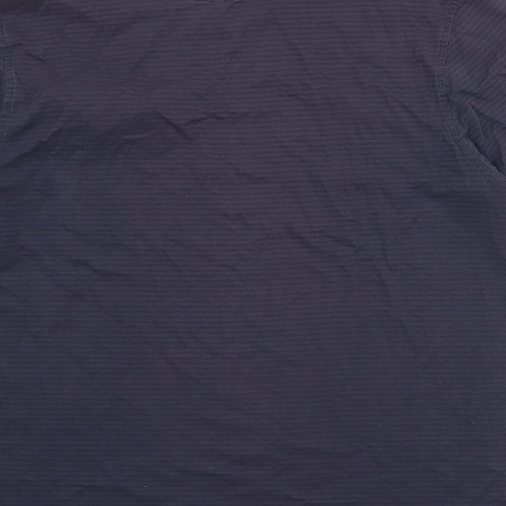 Hammond & Co Mens Blue Striped Cotton T-Shirt Size L Round Neck