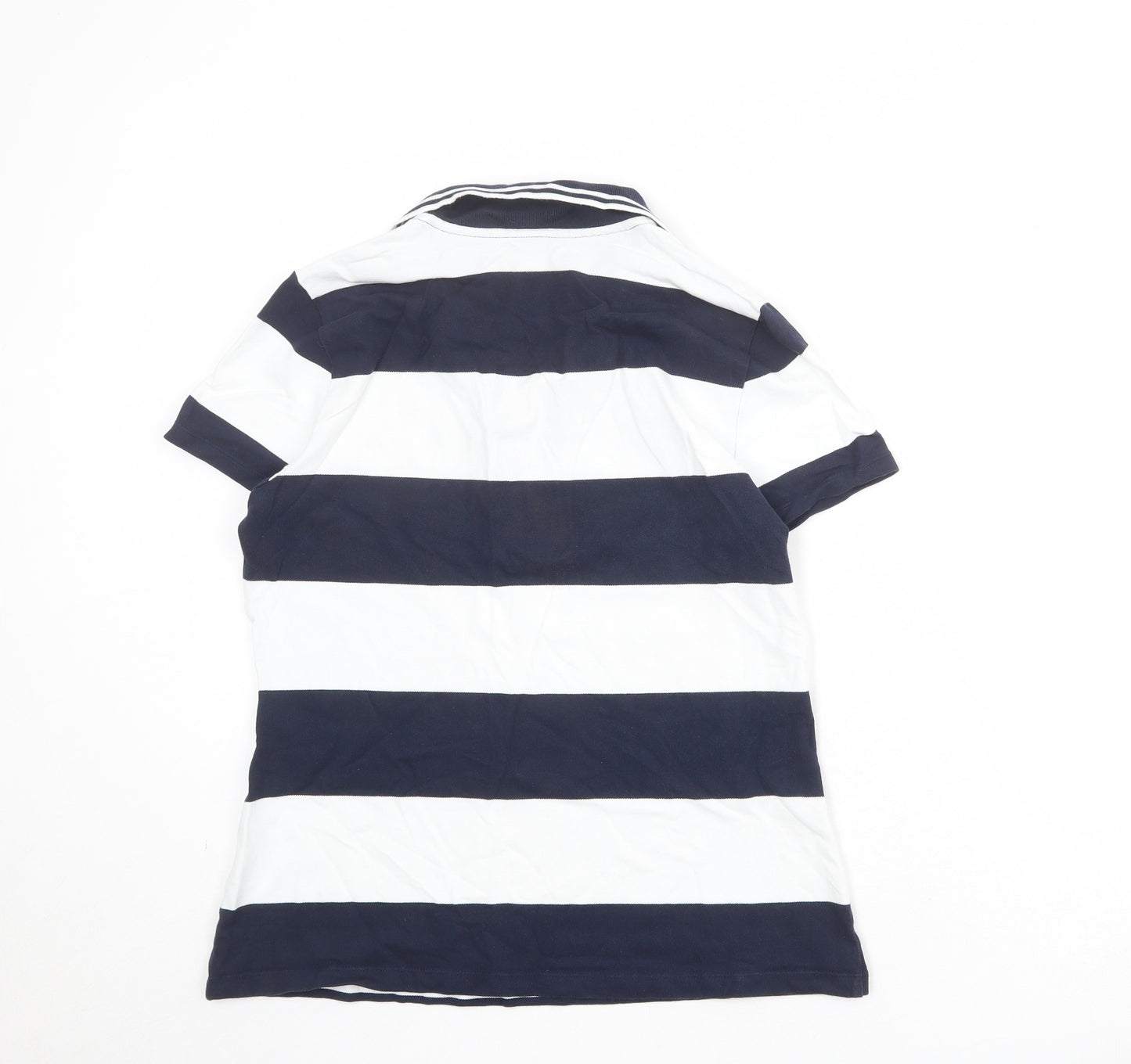 Tommy Hilfiger Womens Blue Striped Cotton Basic Polo Size L Collared