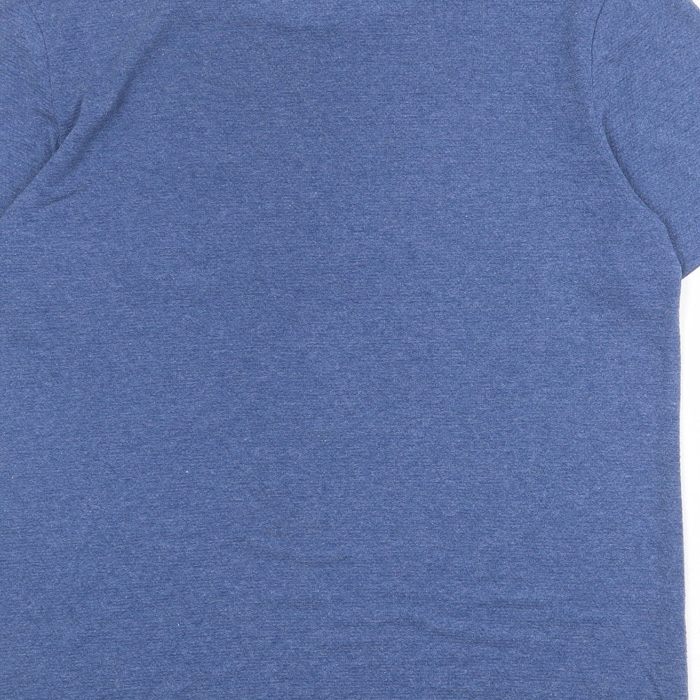 Zara Mens Blue Polyester T-Shirt Size L Round Neck