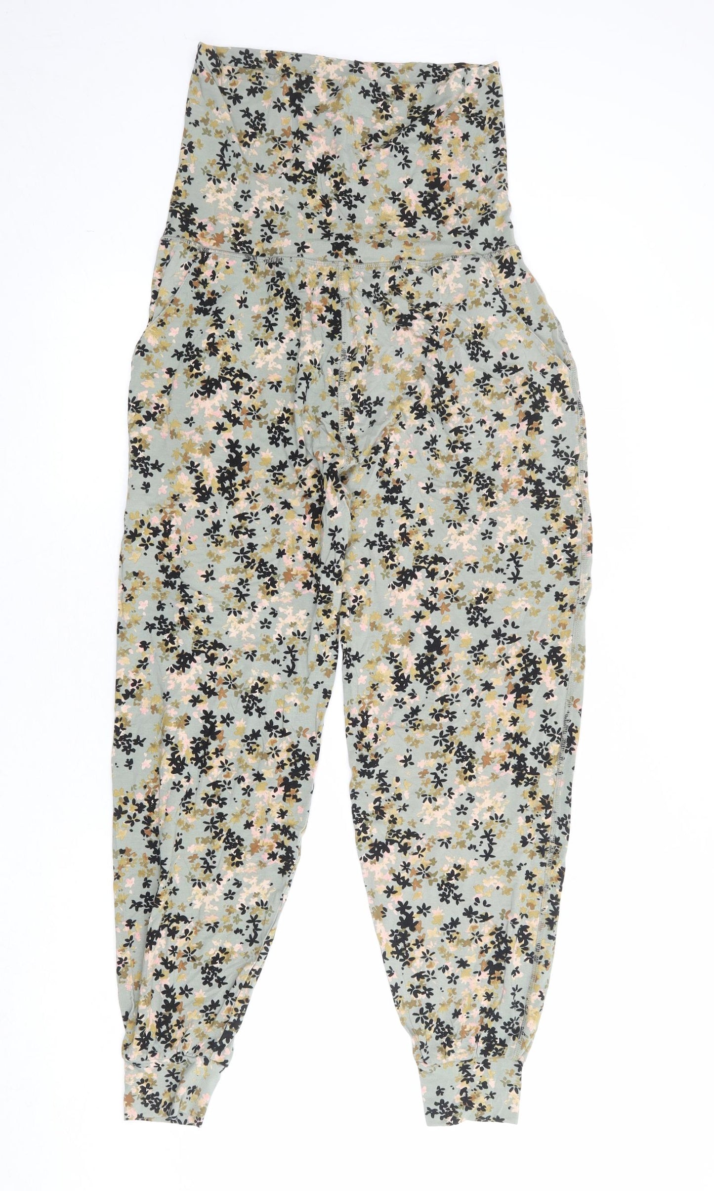 Thought Womens Green Floral Viscose Harem Trousers Size S Regular