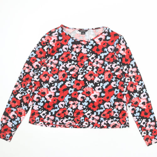 Monki Womens Multicoloured Floral Cotton Basic T-Shirt Size XL Round Neck
