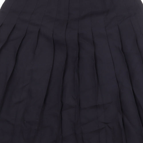 St Michael Womens Blue Polyester Pleated Skirt Size 14 Zip