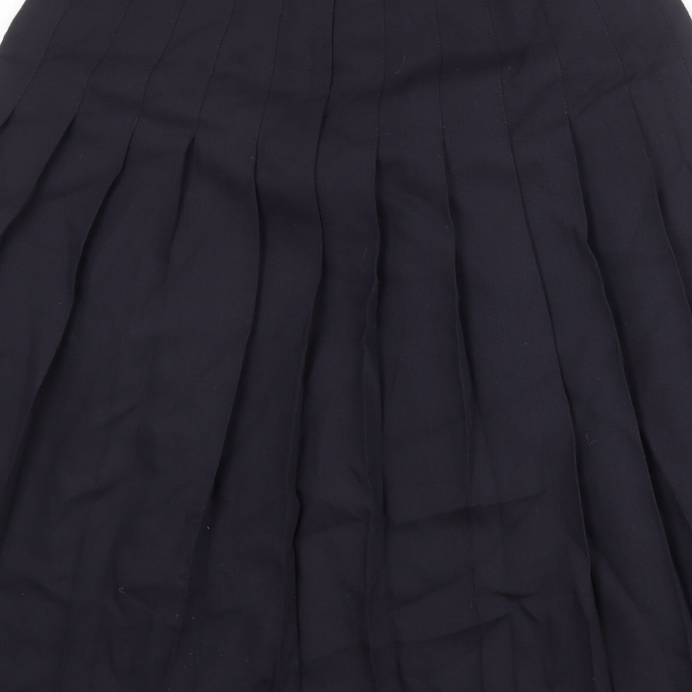 St Michael Womens Blue Polyester Pleated Skirt Size 14 Zip