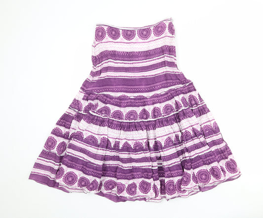 Principles Womens Multicoloured Geometric Cotton Peasant Skirt Size 6 Zip