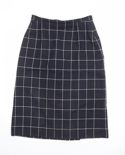 Planet Womens Blue Check Polyester A-Line Skirt Size 14 Zip