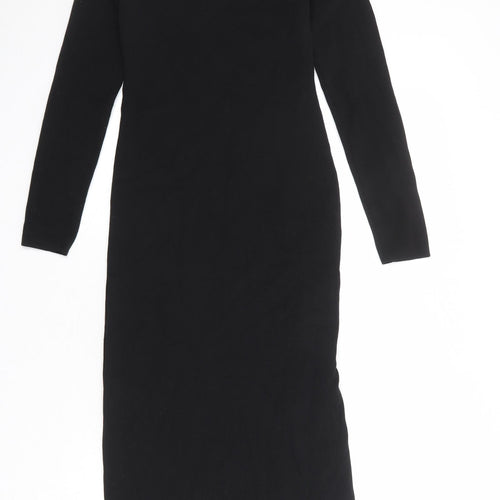 Allyson Womens Black Viscose Jumper Dress Size M Round Neck Snap - Size M-L