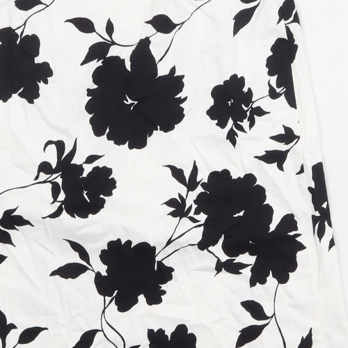 Principles Womens White Floral Cotton A-Line Skirt Size 14 Zip