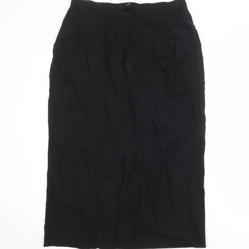 St Michael Womens Black Wool A-Line Skirt Size 16 Zip