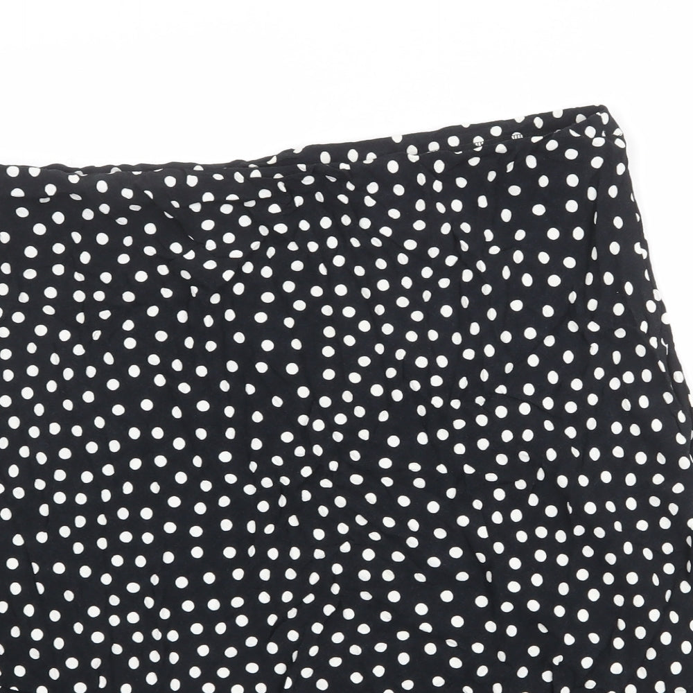 Marks and Spencer Womens Black Polka Dot Viscose A-Line Skirt Size 16