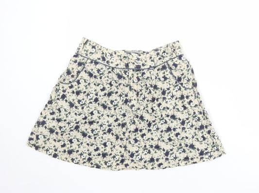 Pepe Jeans Womens Beige Floral Cotton A-Line Skirt Size L Zip