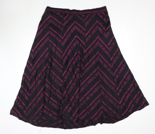 Ann Harvey Womens Purple Geometric Polyester Swing Skirt Size 20 Zip