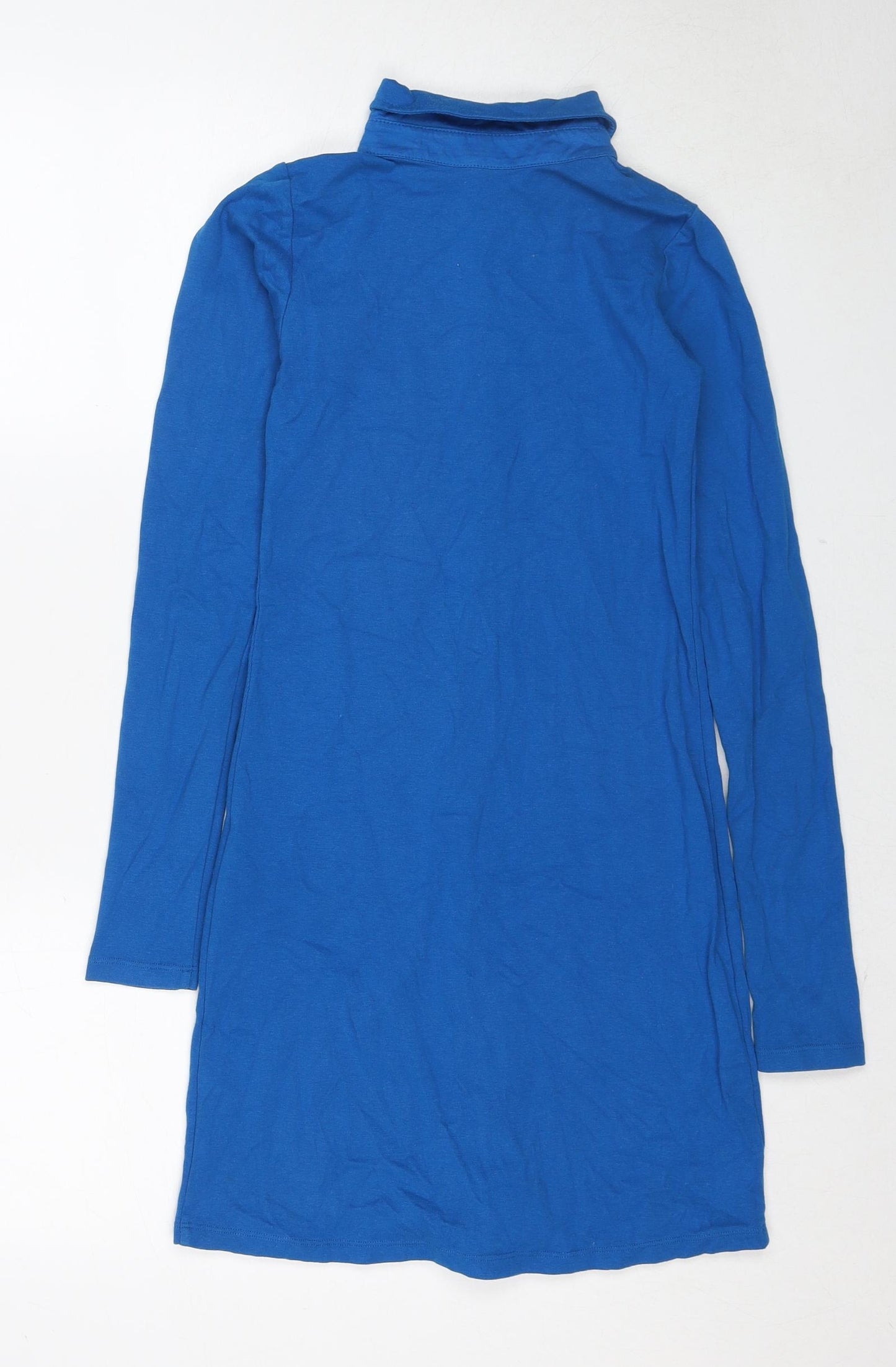 Motel Womens Blue Cotton Shirt Dress Size M Collared Button
