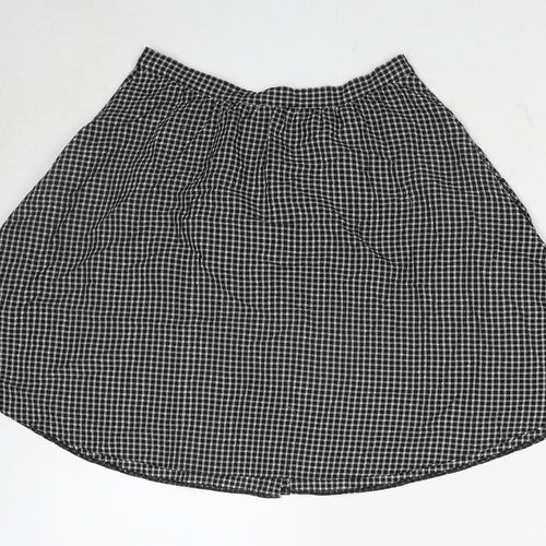 Cooperative Womens Black Check Polyester Swing Skirt Size XS Button