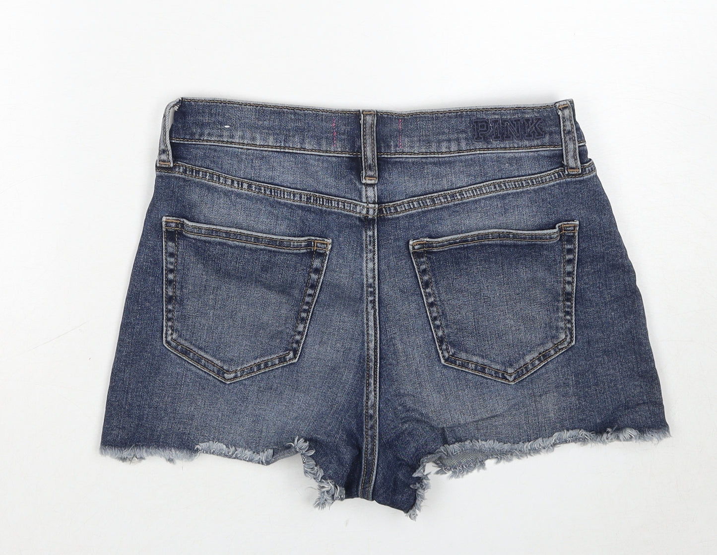 PINK Womens Blue Cotton Cut-Off Shorts Size 6 Regular Zip