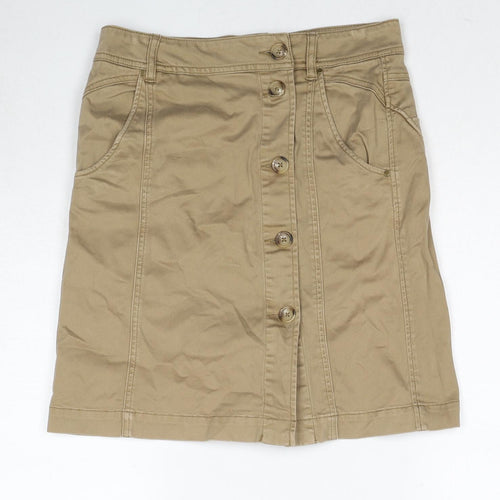 Jackpot Womens Beige Cotton A-Line Skirt Size 6 Zip