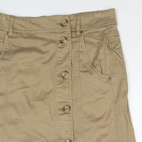 Jackpot Womens Beige Cotton A-Line Skirt Size 6 Zip