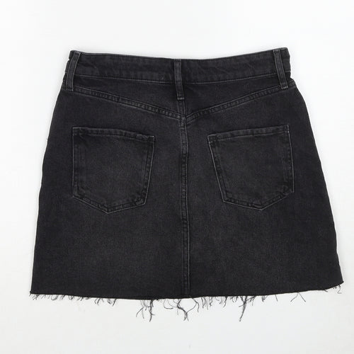 Miss Selfridge Womens Black Cotton A-Line Skirt Size 8 Zip