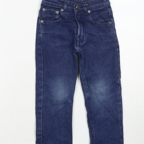 BHS Boys Blue Cotton Skinny Jeans Size 3 Years Regular Zip