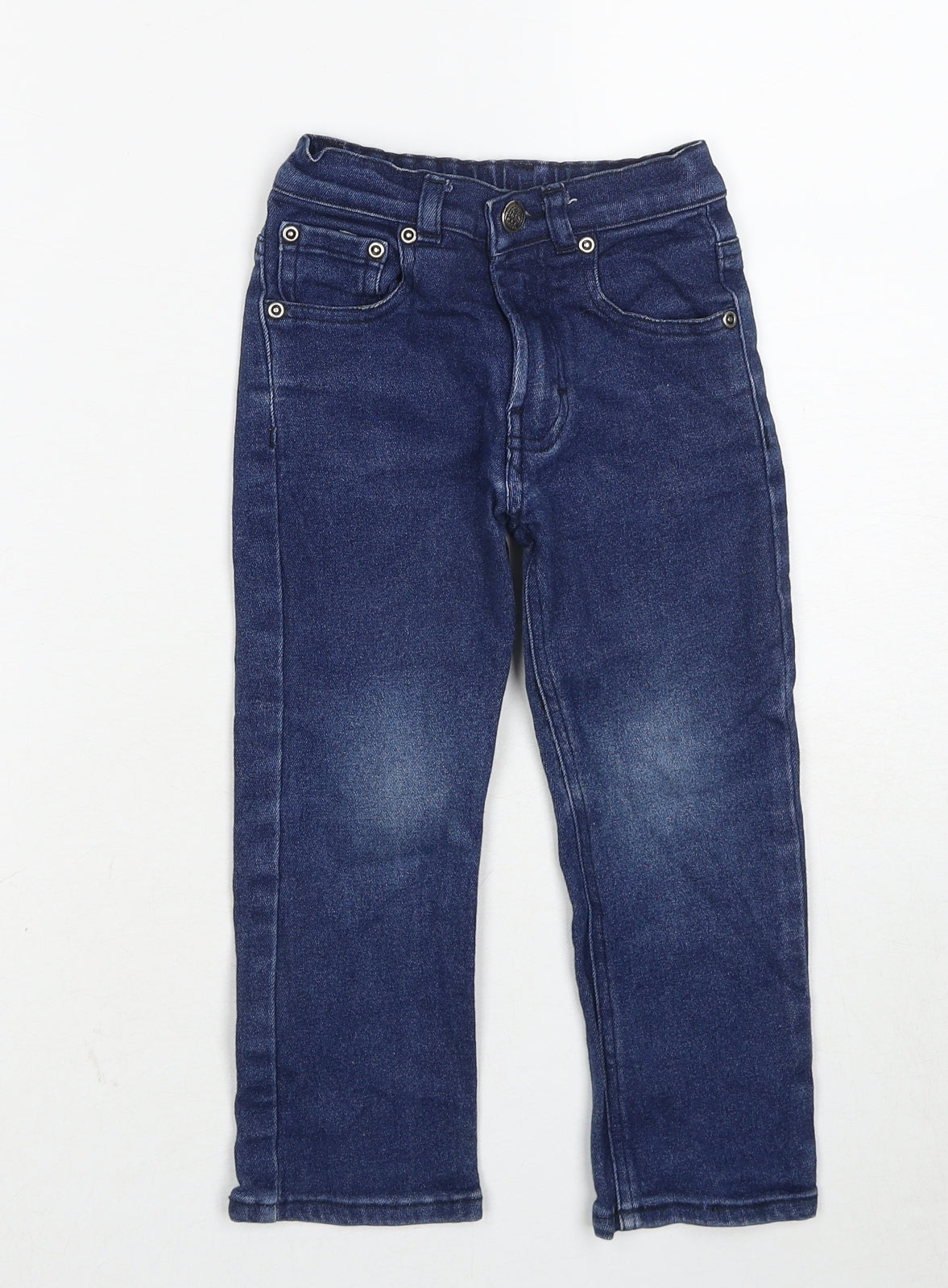 BHS Boys Blue Cotton Skinny Jeans Size 3 Years Regular Zip