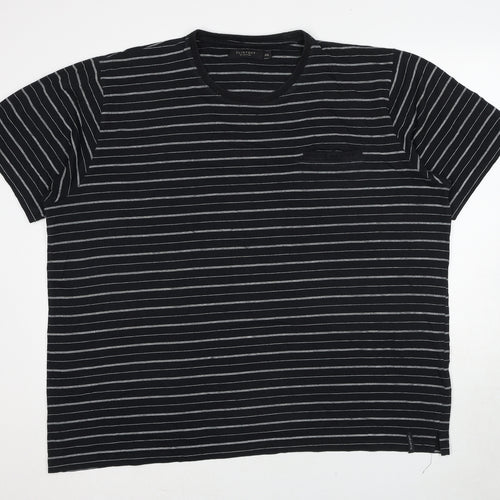 Jacamo Mens Black Striped Cotton T-Shirt Size 2XL Round Neck